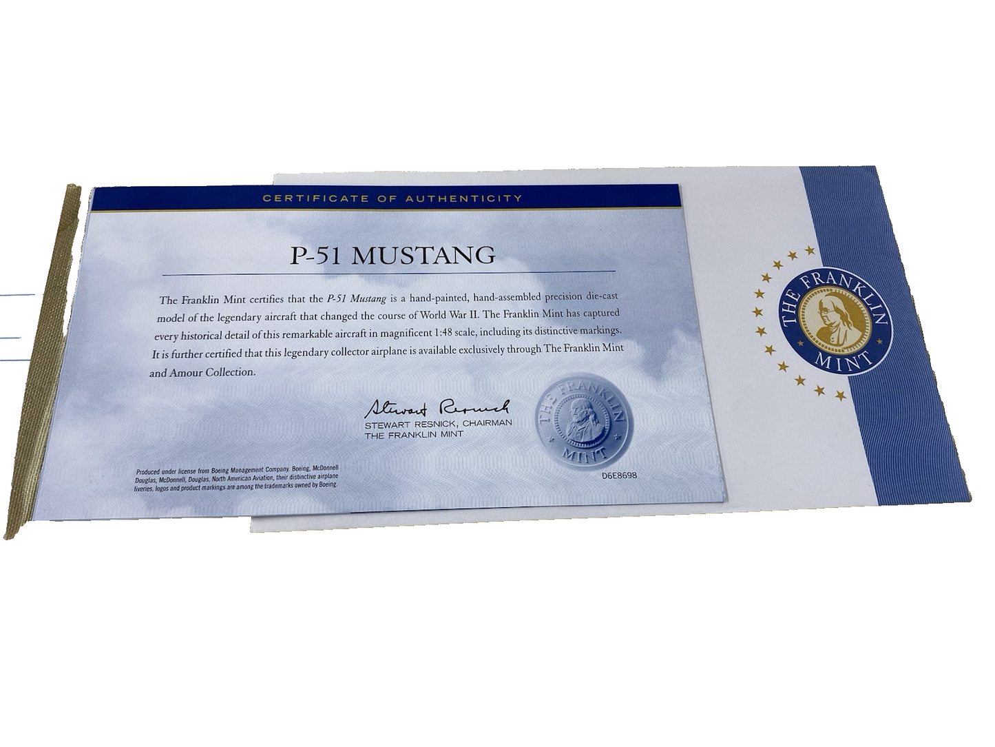 ES 206 : Franklin Mint  FICKLE FANNY P 51 Mustang B11B179  Airplane plane