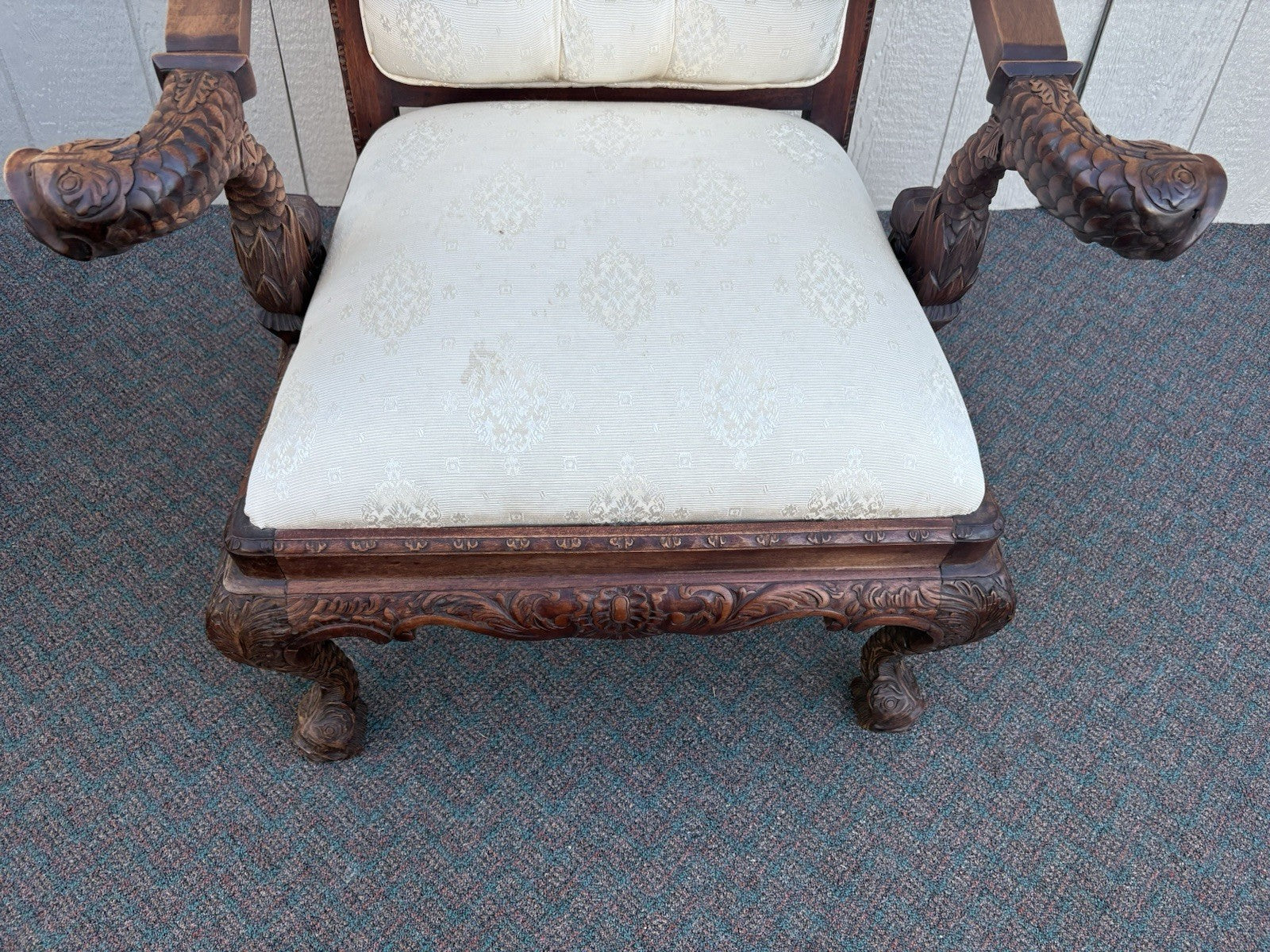 67096 Custom Hand Carved Figural Armchair Chair