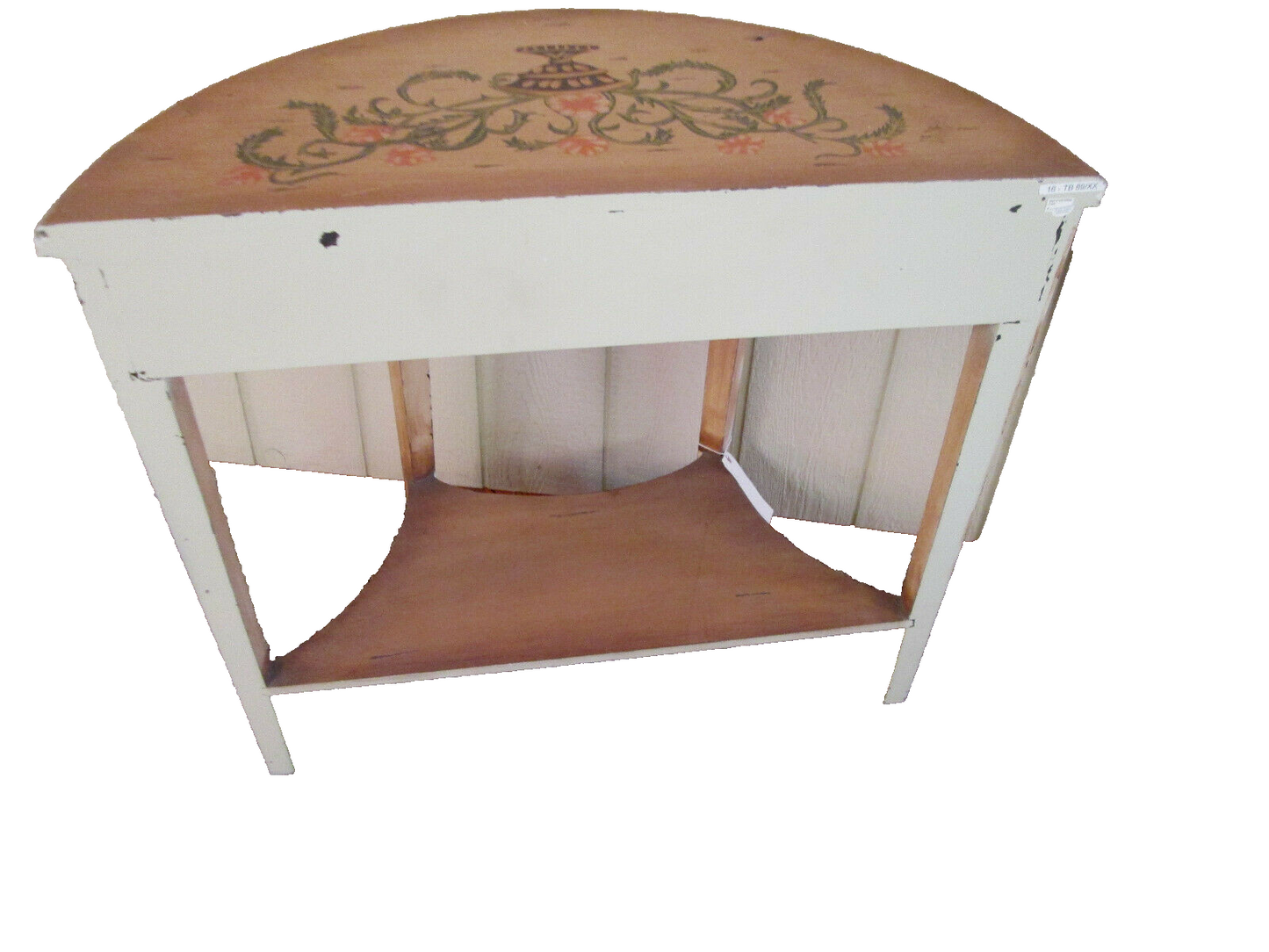 49361 DECORATOR Custom Made HAND PAINTED WOOD HALF ROUND CONSOLE TABLE