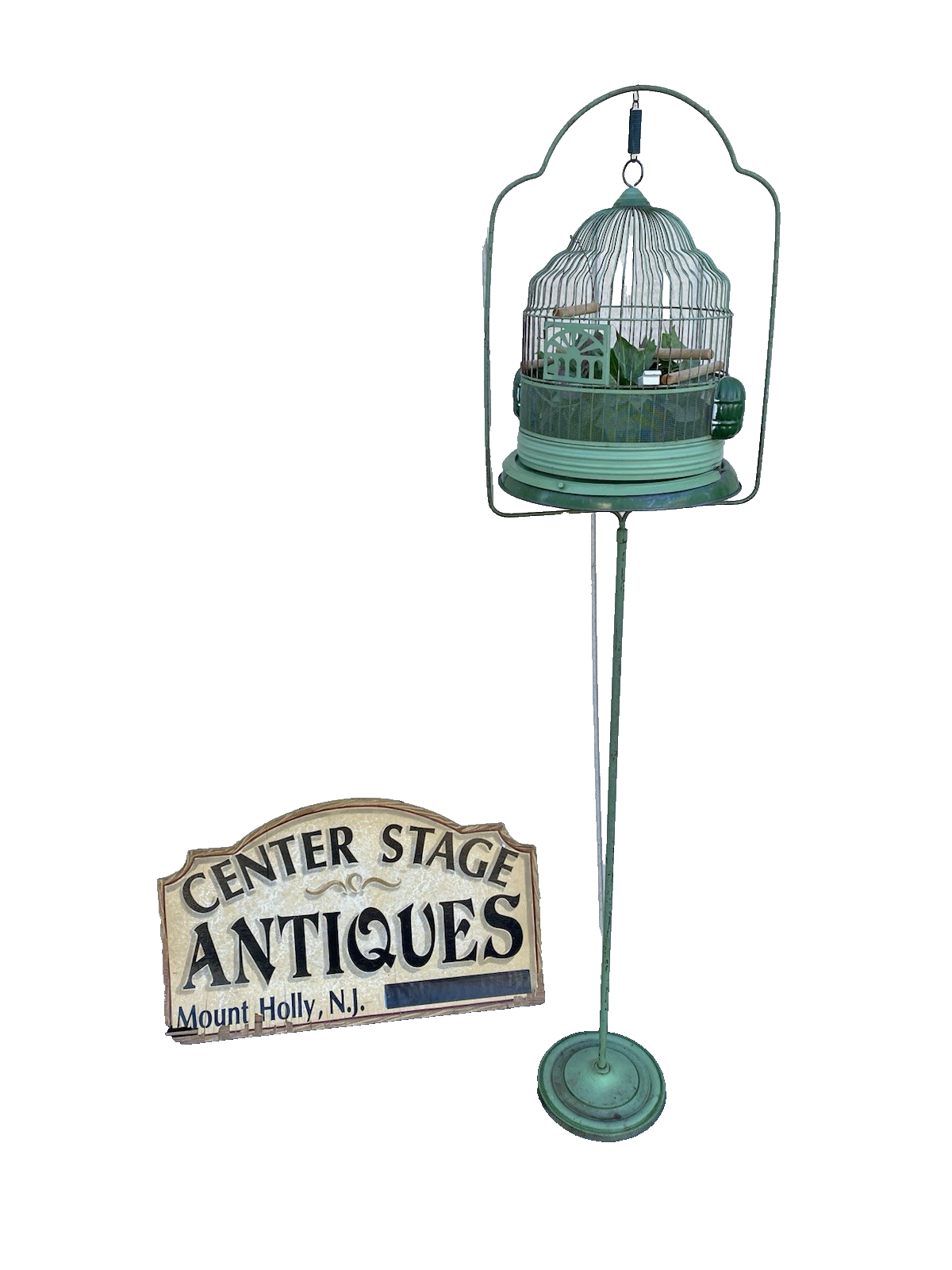 66536   Antique Iron Bird Cage on Stand
