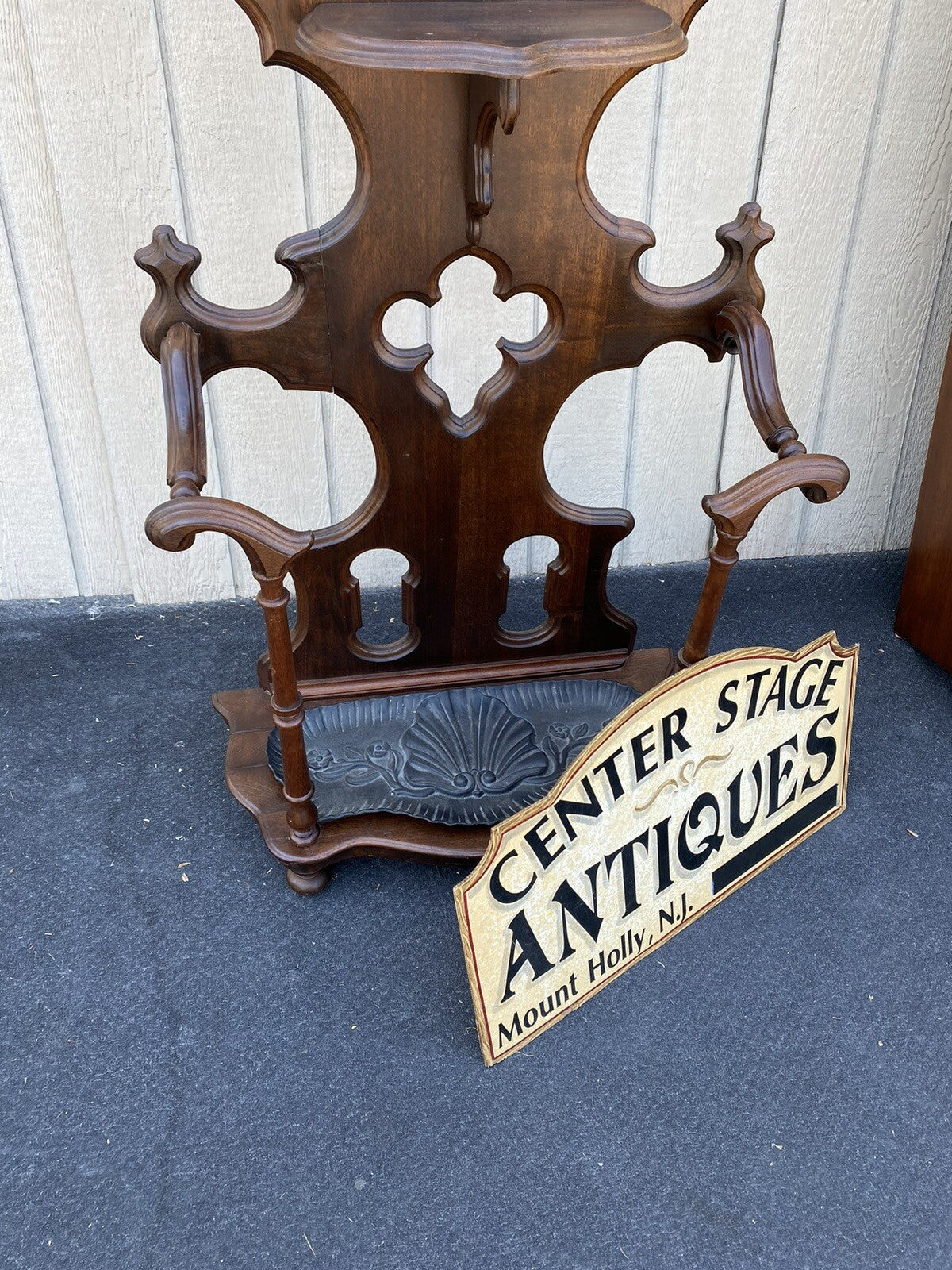 64495 Antique Gothic Victorian Hall Tree Hat rack Umbrella Stand