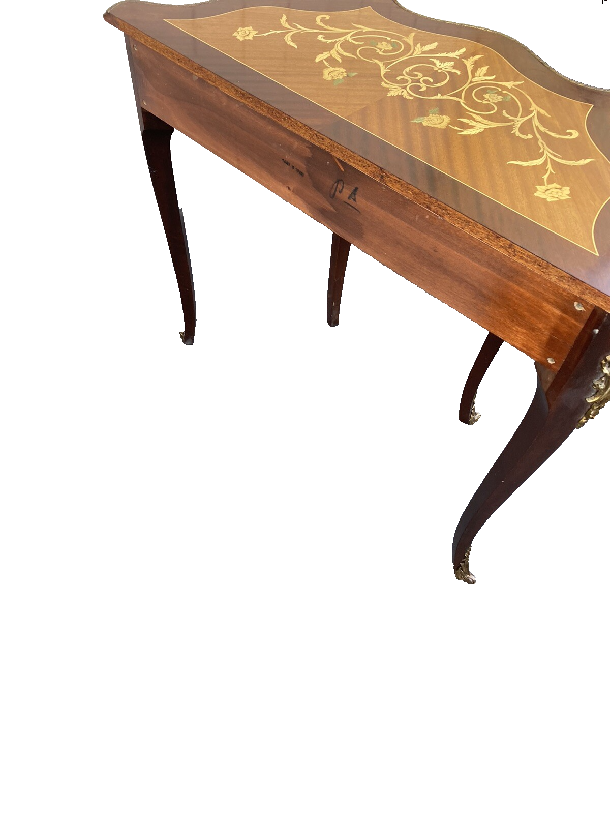 66142 Louis XV inlaid Console Table w/ Bronze ormalu