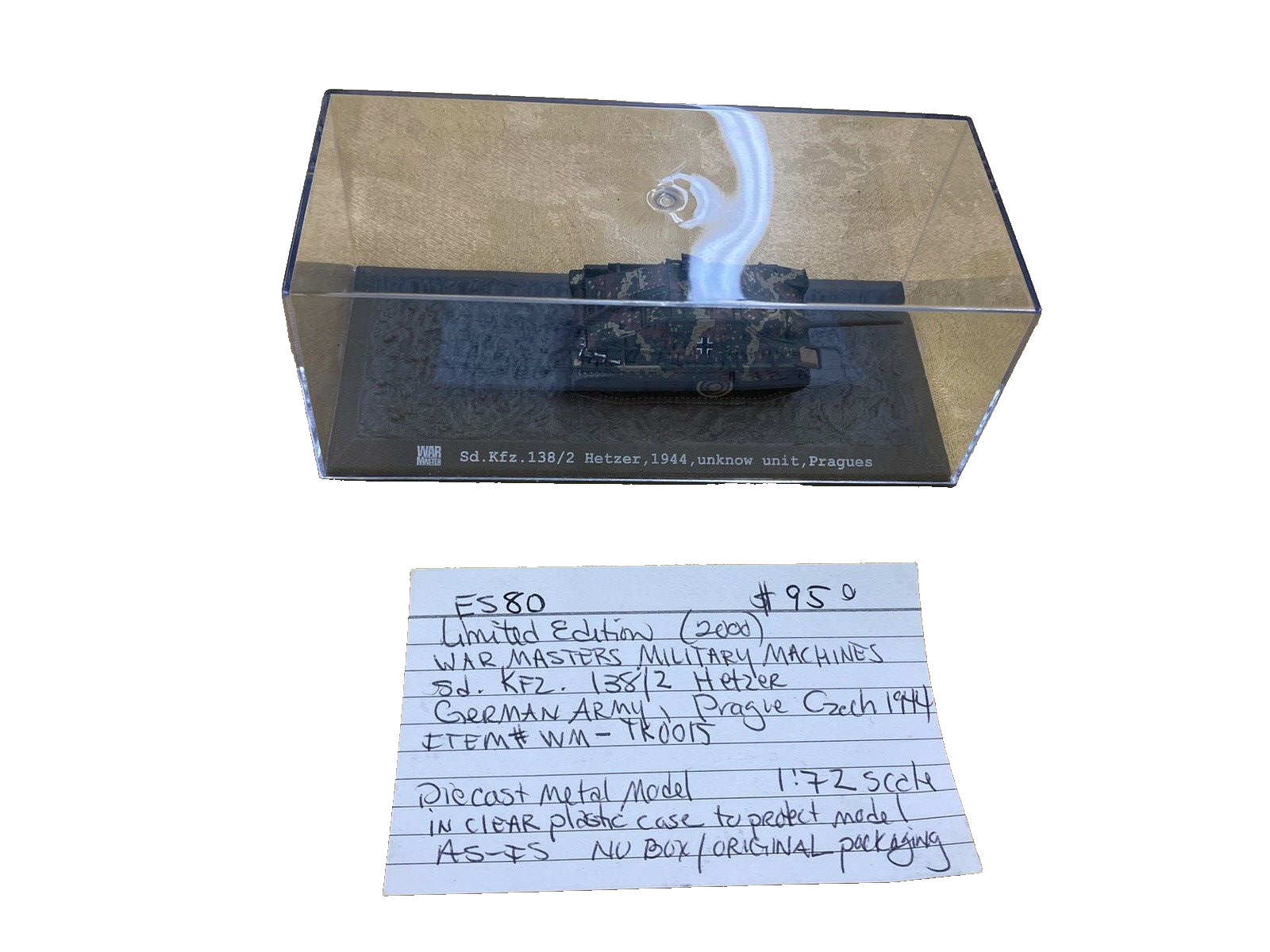 ES 180 Military LIMITED EDITION Sd.KFZ 138/2 HETZER Diecast Tank 7" x 3" x 2 3/4