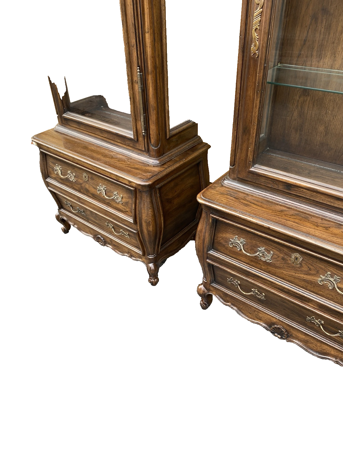 66426 PAIR JOHN STUART Furniture Oak Curio China  Cabinet s