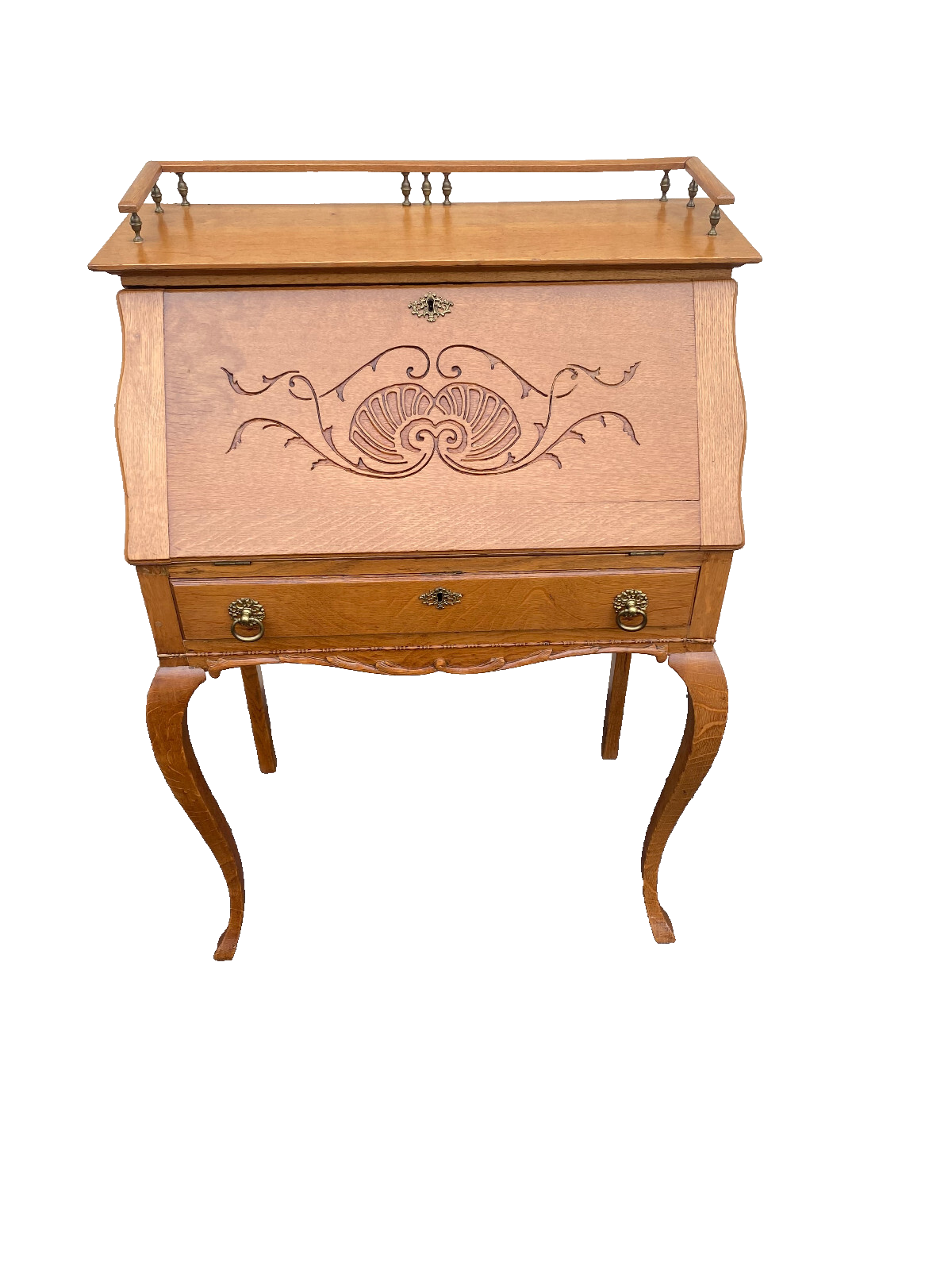 64479   Antique Victorian Oak Slantfront Office Desk