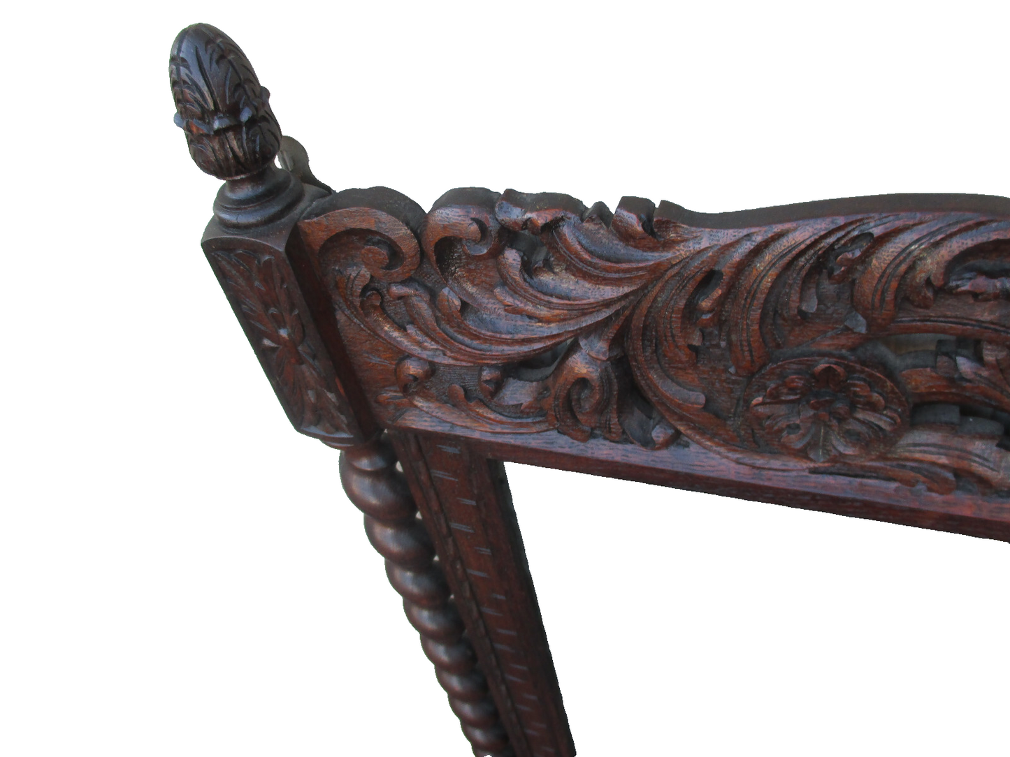 64039   Antique Oak Hand Made Mirror with Cherub Carvings