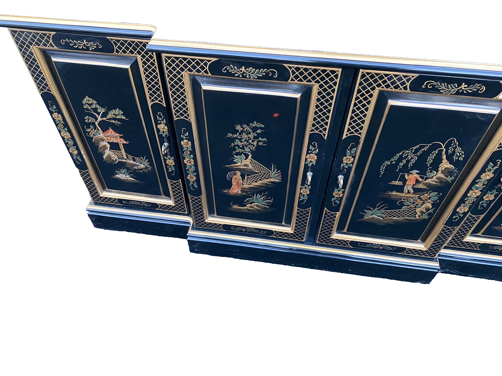 66268  ETHAN ALLEN Oriental Breakfront Curio Cabinet