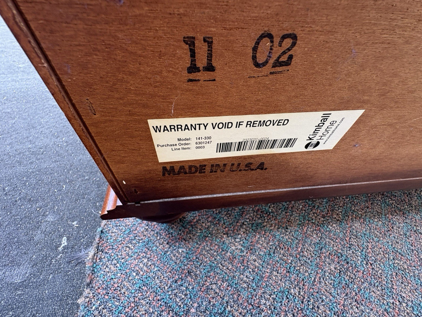 67025 KIMBALL Furniture Bedroom Set High, Low w/ Mirror. Queen Bed 2 Nightstands