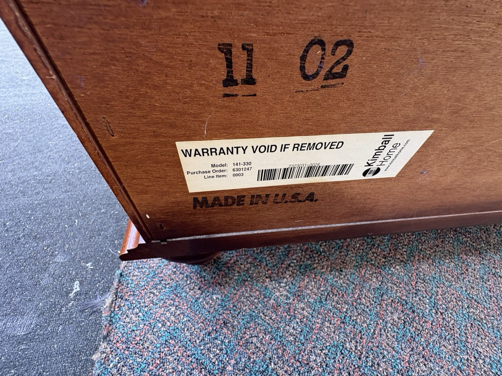 67025 KIMBALL Furniture Bedroom Set High, Low w/ Mirror. Queen Bed 2 Nightstands