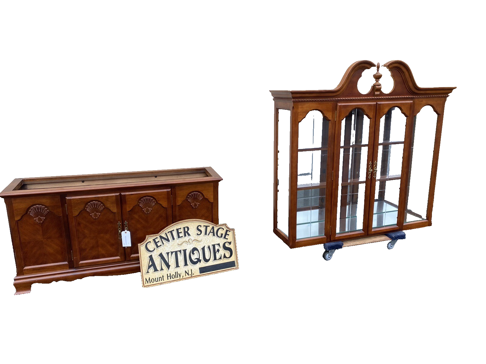 63968  Fancy Mahogany  2 piece China Cabinet Breakfront