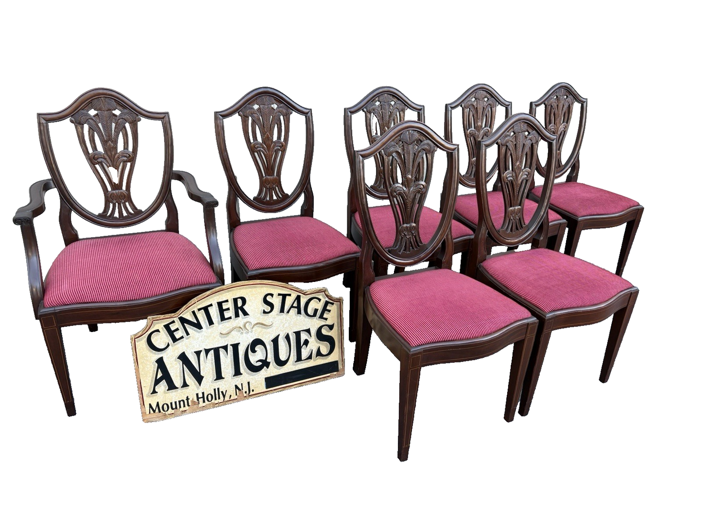 67162 Super Quality Set of 8 Mahogany Shield Back Dining Chairs