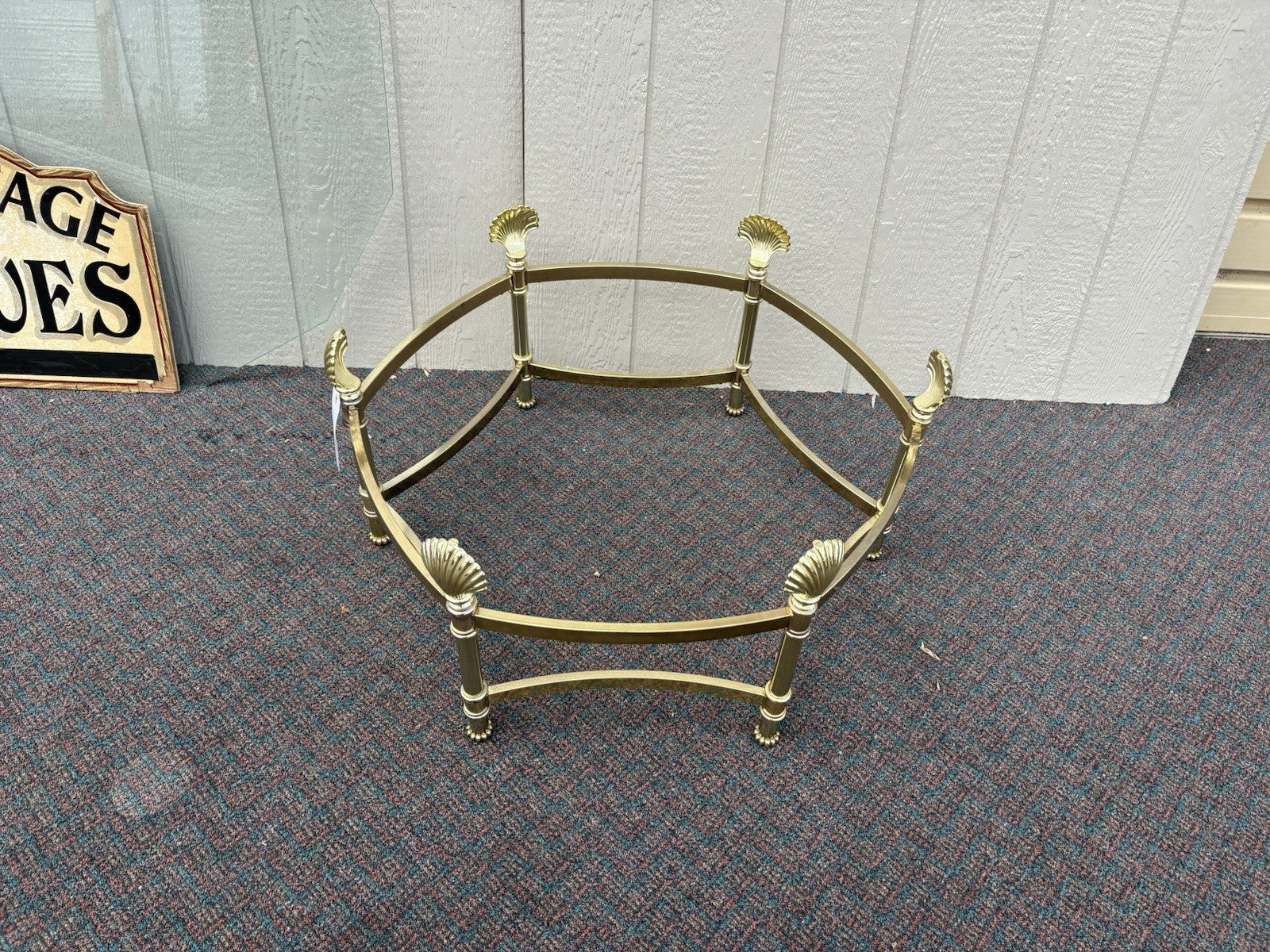 66743   QUALITY Brass and Glass Shell Design Coffee Table