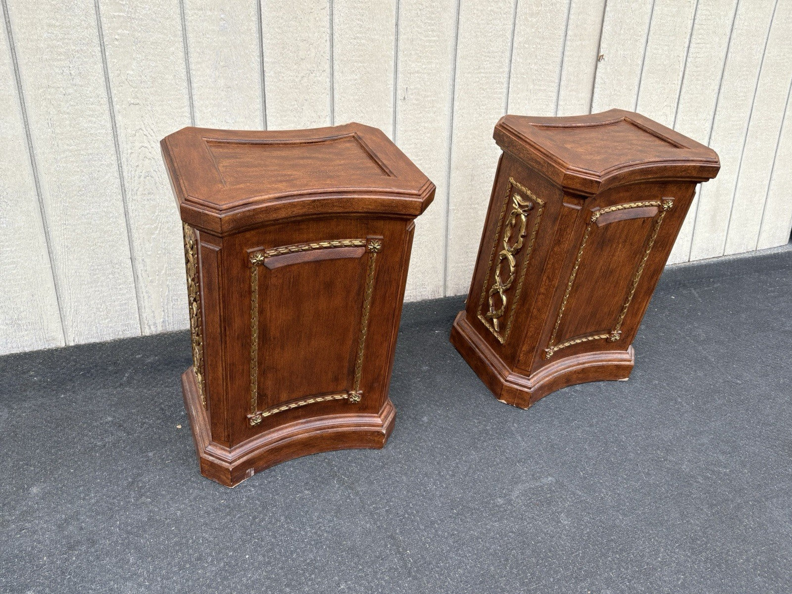 66824  Pair SOLID WOOD Decorator Plant Pedastal Stand s