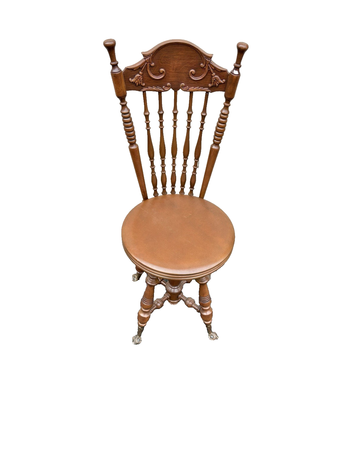 67107 Antique Mahogany Piano Stool Chair Adjustable Seat