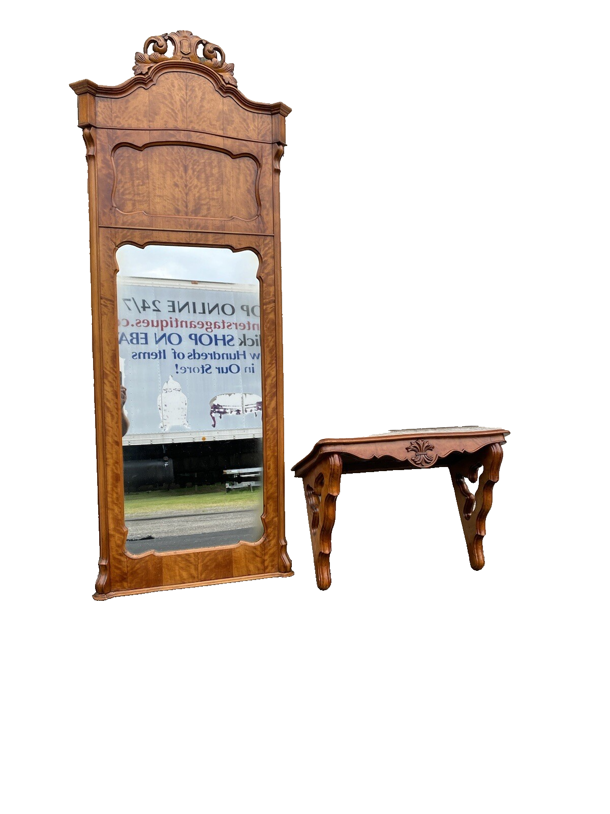 64707  Victorian Hall Mirror with Stand  Table  Pier Mirror