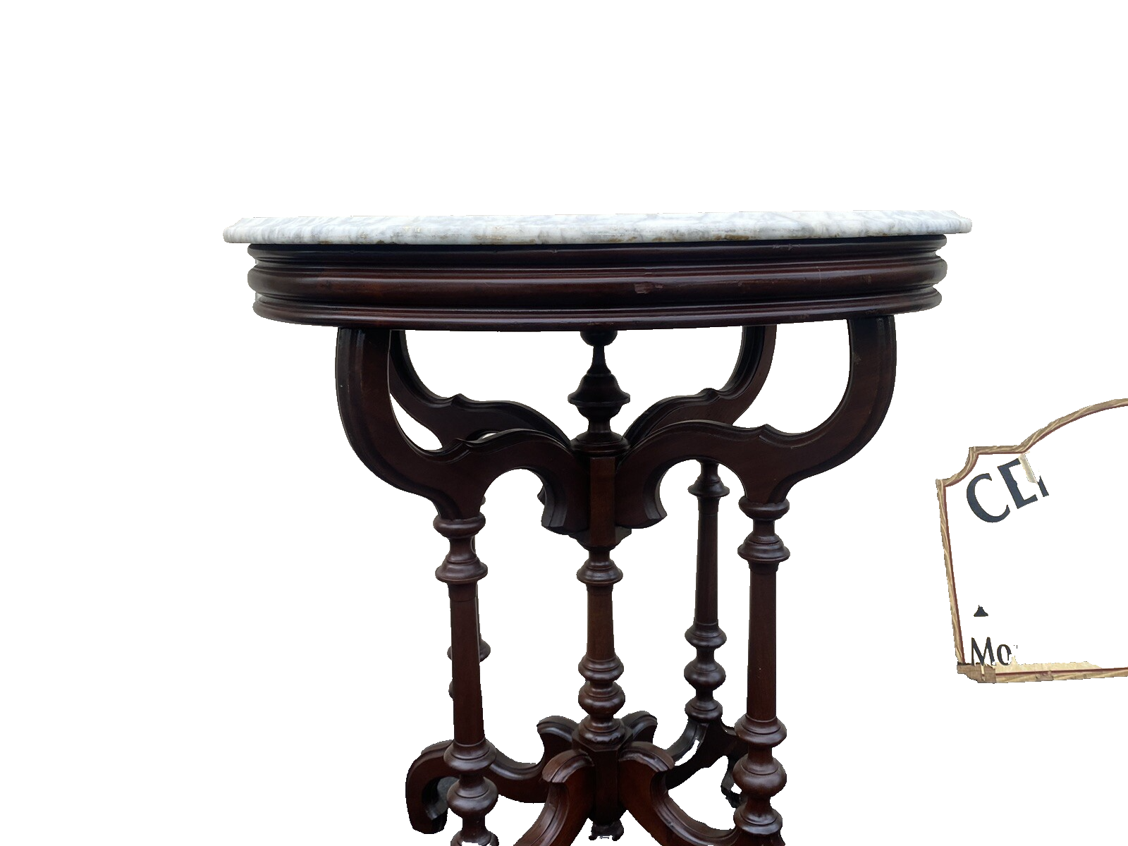 65475 Antique Victorian Marble Top Lamp Table Stand