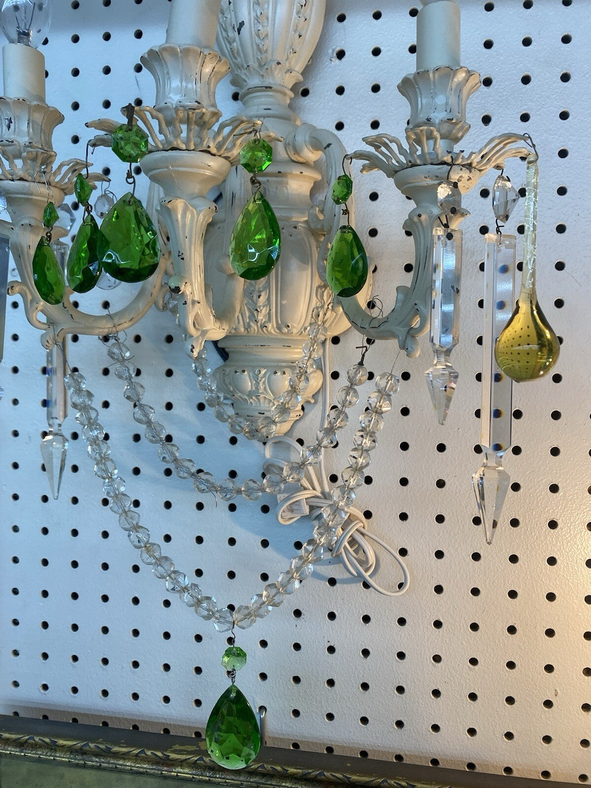 65885 Pair Decorator Wall Sconces Lights w/ Prisms