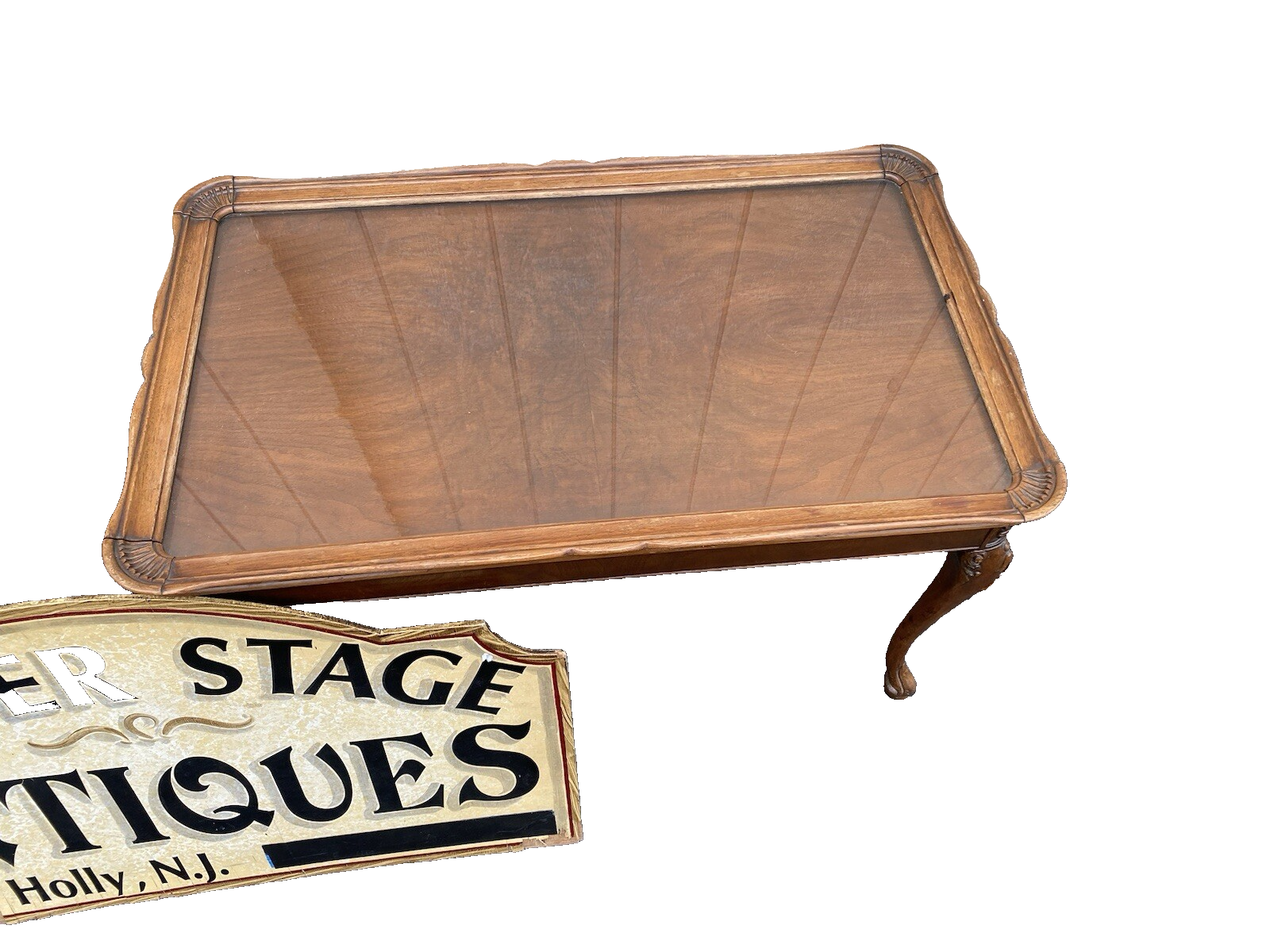 58796 Walnut Tray Top Coffee Table Stand