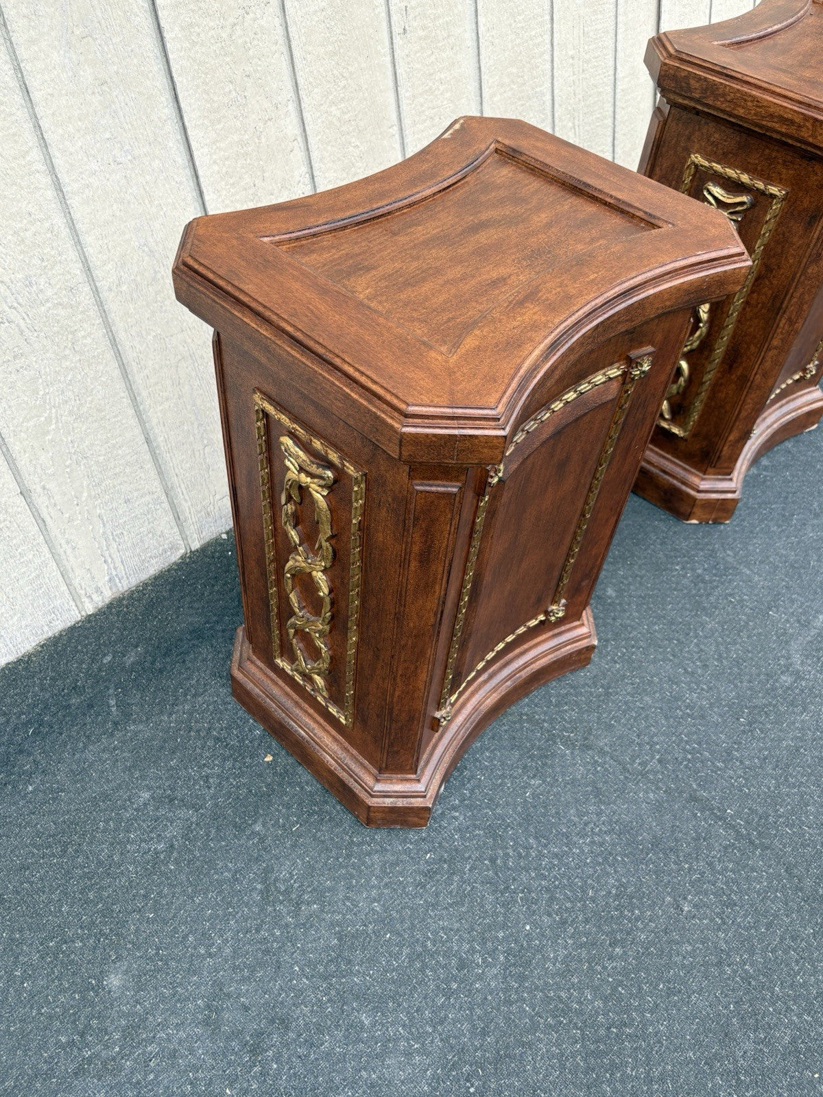 66824  Pair SOLID WOOD Decorator Plant Pedastal Stand s