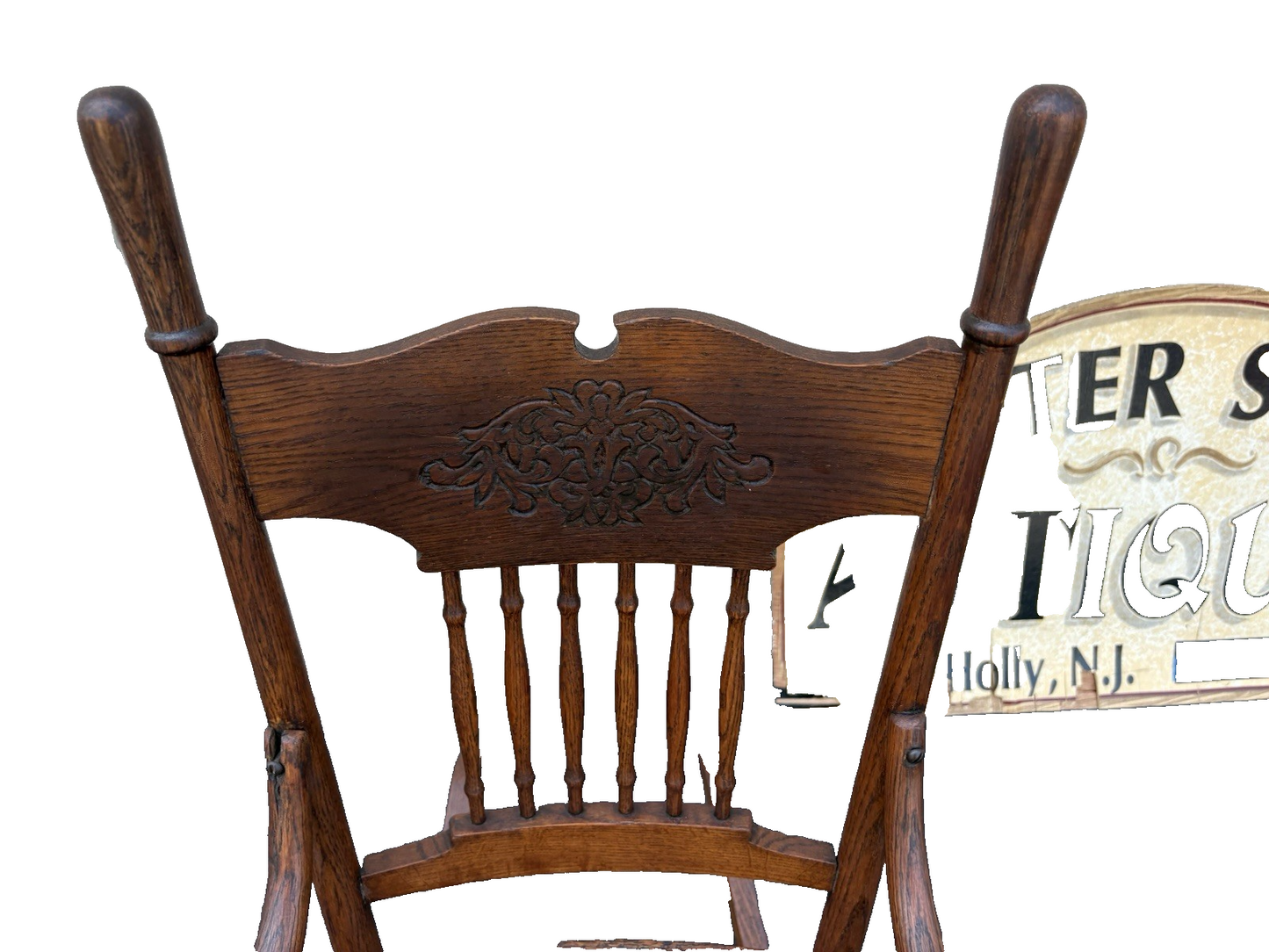 66795   Antique Childs  Victorian Oak Pressed Back Rocker Rocking chair