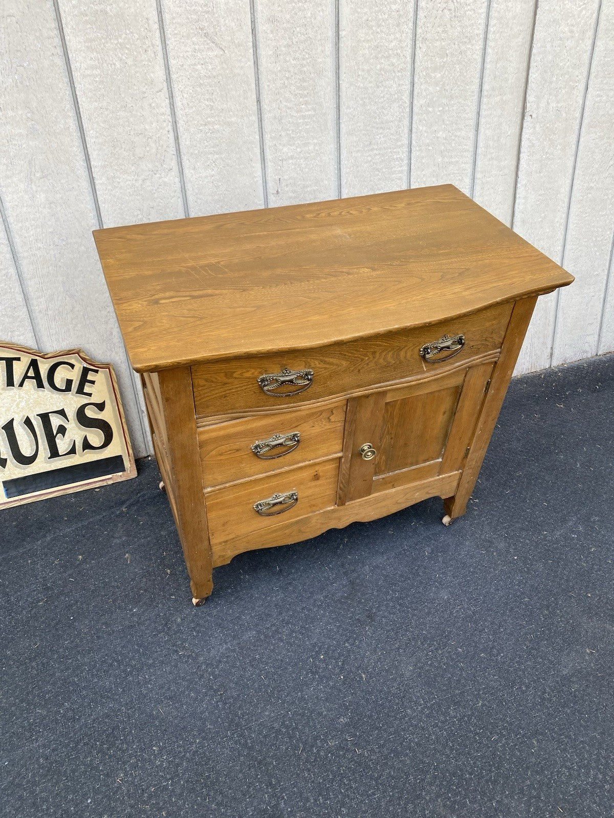 66602   Antique Victorian Oak Washstand Dresser Chest