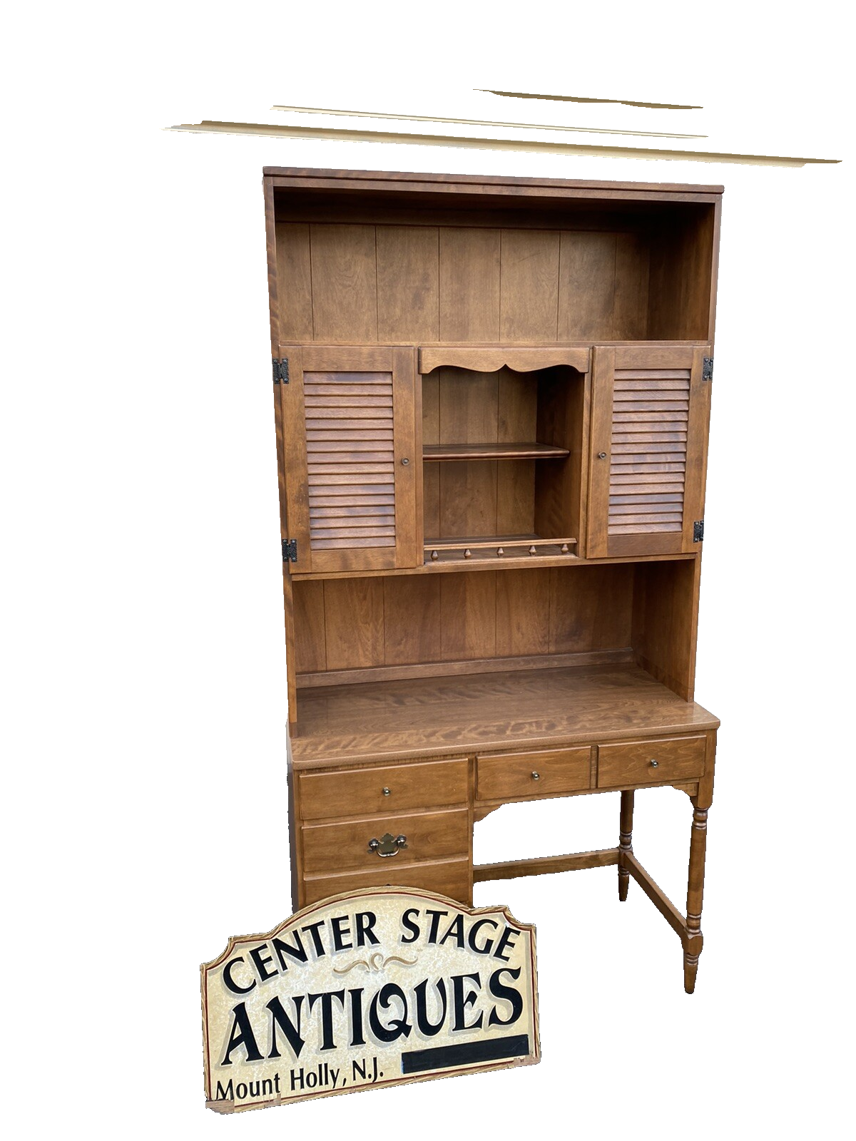 66124 ETHAN ALLEN Desk w/ Bookcase Top