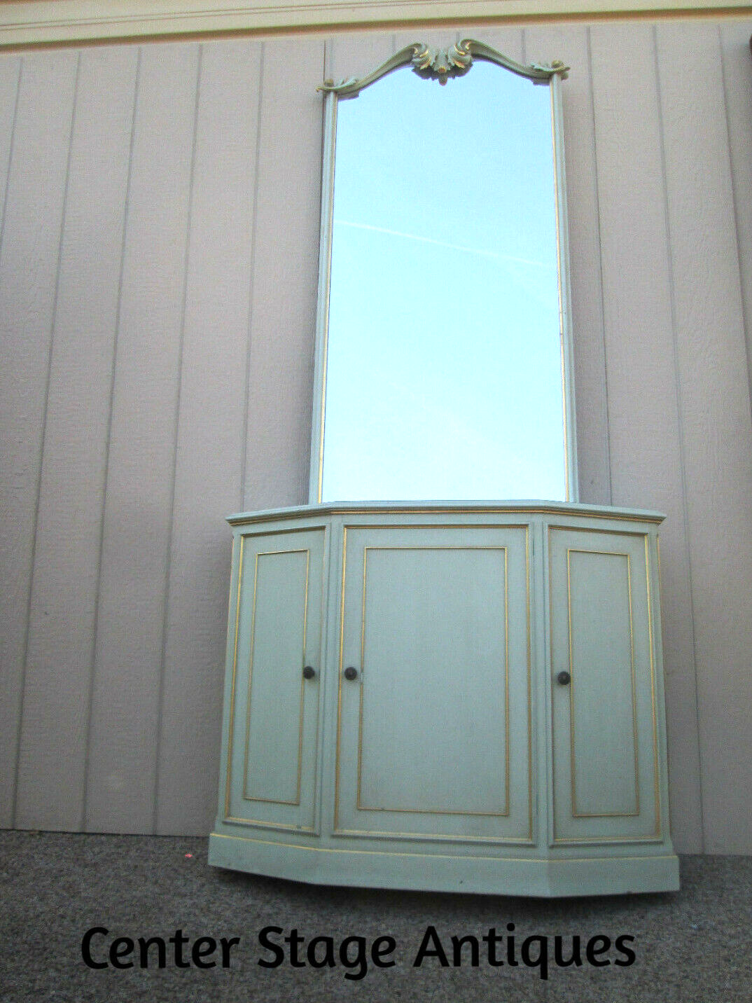 56501  Decorator Credenza Console  Cabinet Table Stand w/ Mirror