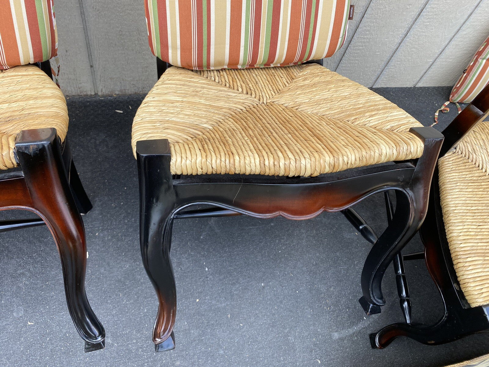 65624 Set of 4 Ebony Rush Seat Dining Chairs Chair s