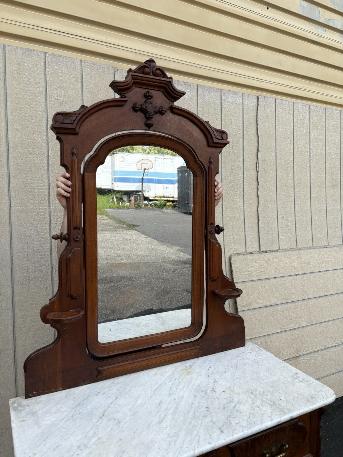 66667  Antique Victorian Marble Top Dresser with Mirror