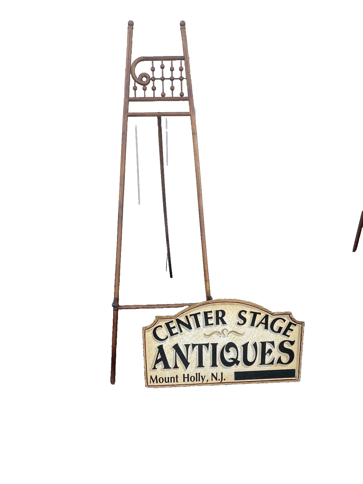 64739  RARE Antique Victorian Oak Stick And Ball Art  Oil Painting EASEL