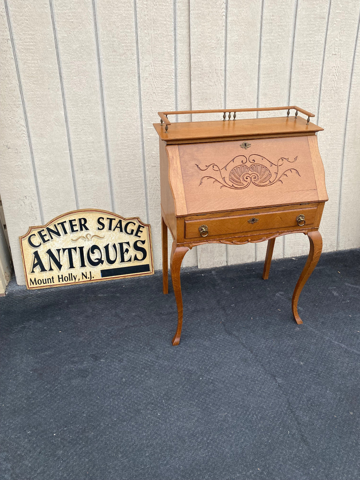 64479   Antique Victorian Oak Slantfront Office Desk