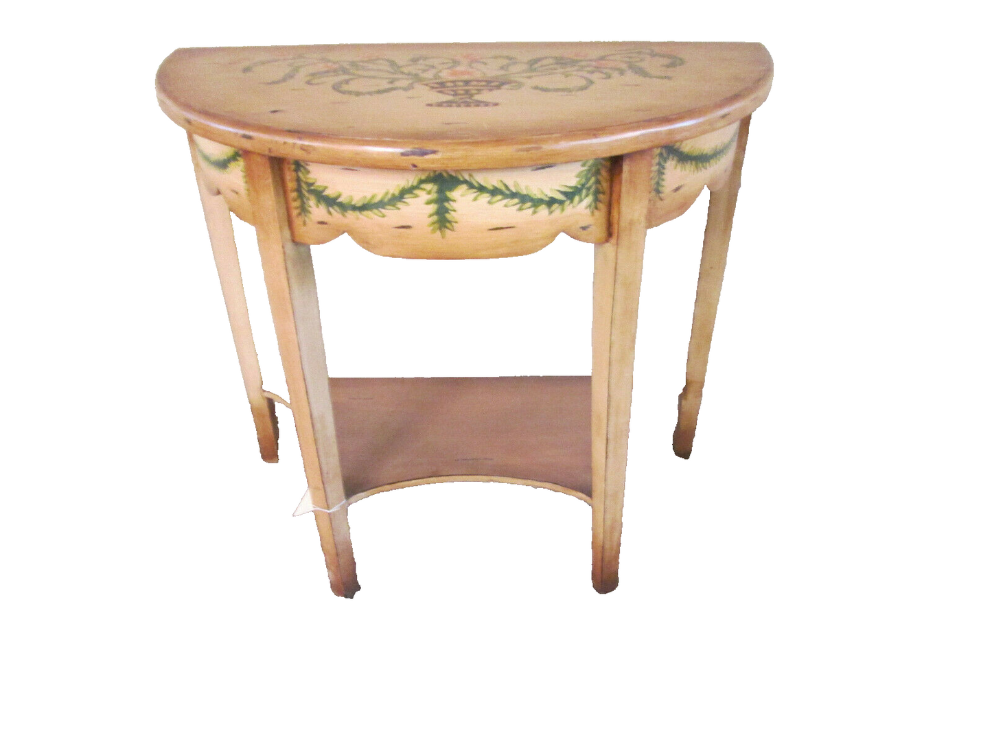 49361 DECORATOR Custom Made HAND PAINTED WOOD HALF ROUND CONSOLE TABLE