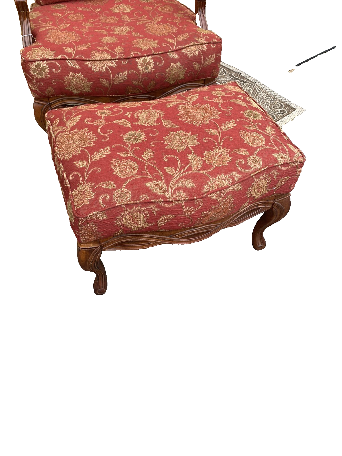 65401   Mealeys Furniture French Country Bergere Armchair w/ Stool