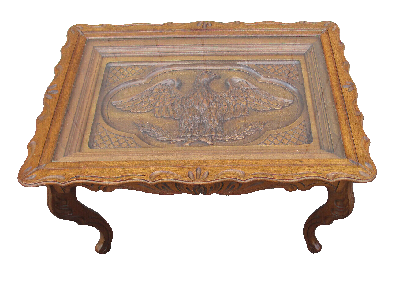 63466 Antique  Hand Carved EAGLE  Tray Top Coffee Table Stand