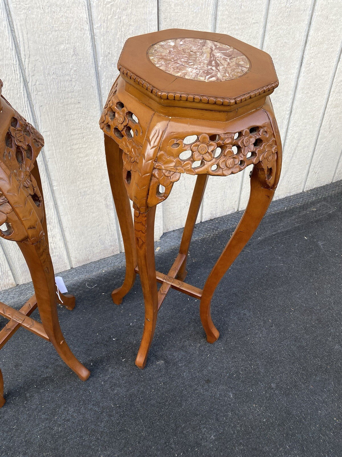 65413 PAIR Oriental Plant Pedastal Stand s Table s