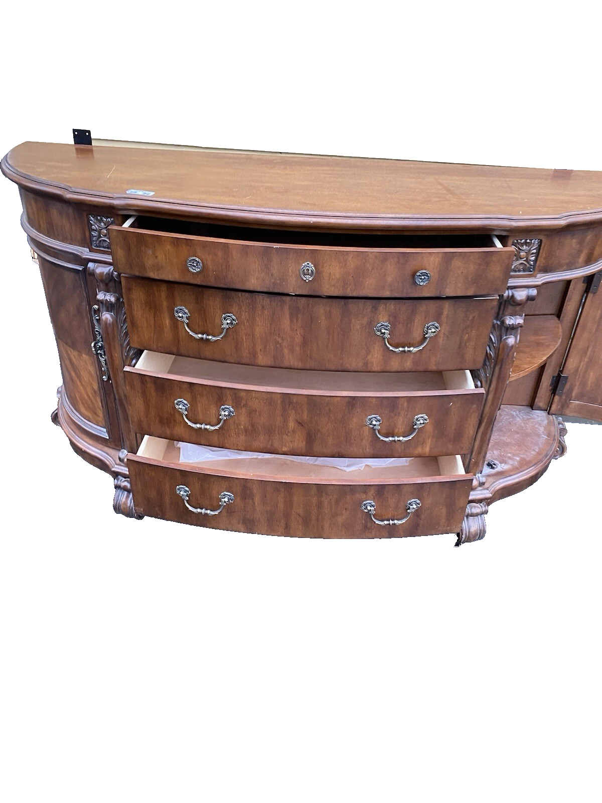 66397  Large Bow Glass PULASKI 2 Piece Curio Cabinet