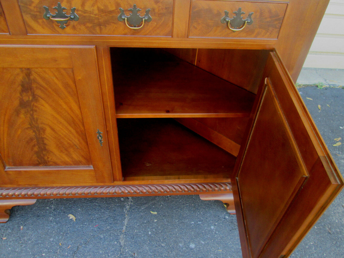 56879  Solid Cherry CUSTOM Hand  MADE  2 piece Corner China Cabinet Curio
