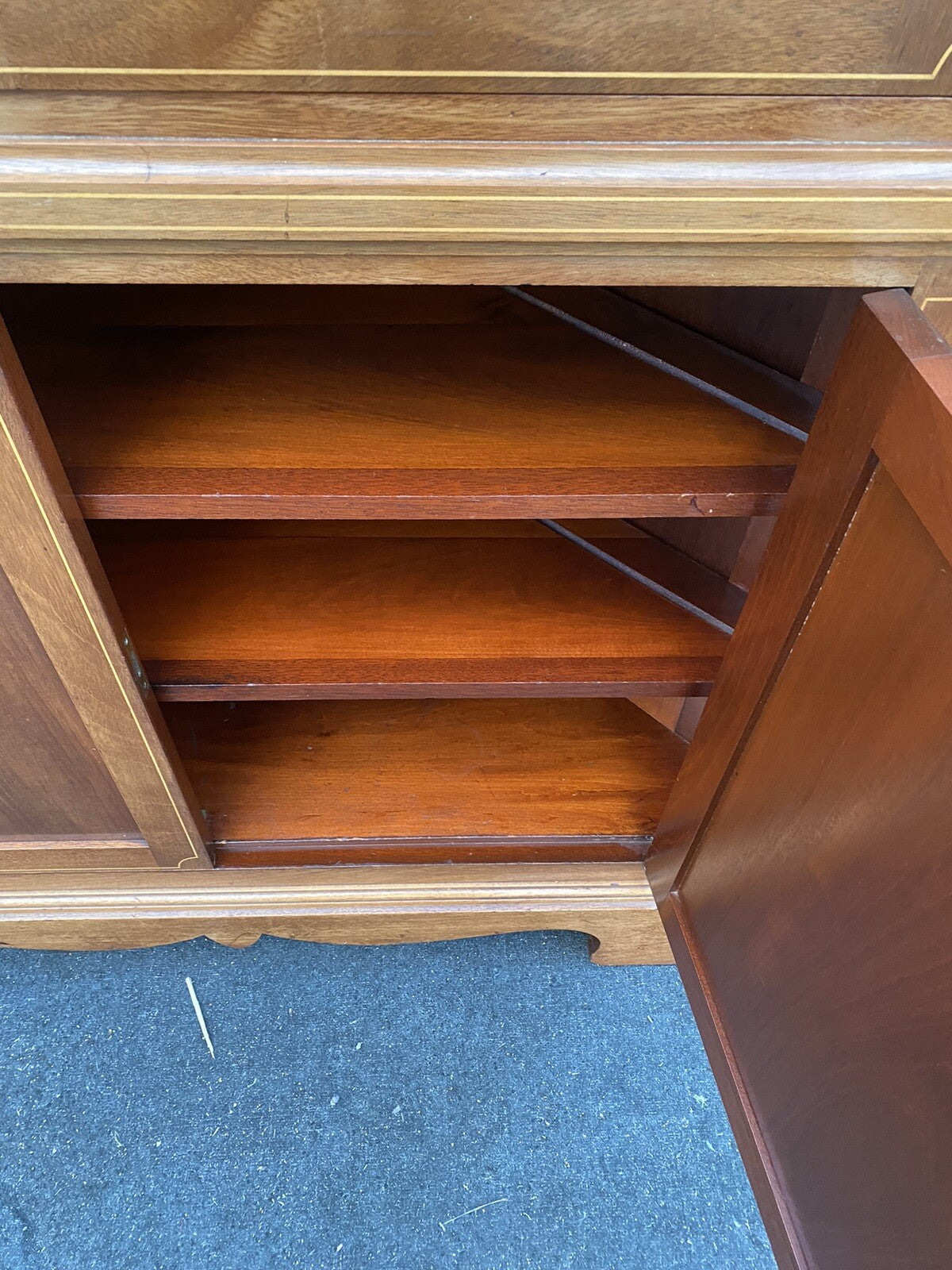 66078 Custom Hand Made Inlaid Corner China Cabinet