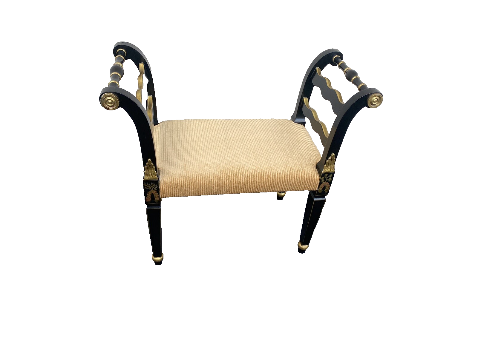 66067 Decorator Ebony Stenciled Vanity bench Stool