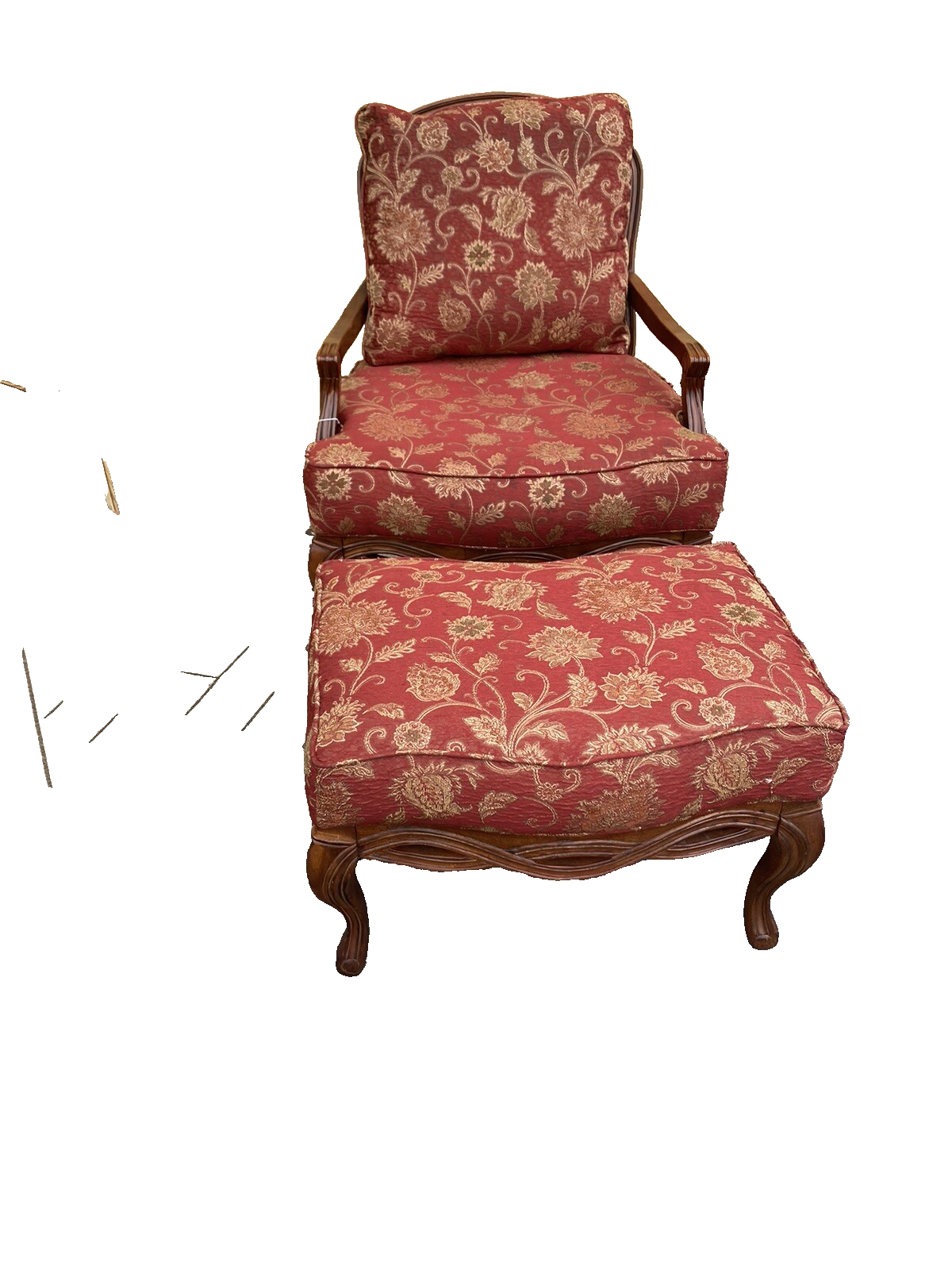 65401   Mealeys Furniture French Country Bergere Armchair w/ Stool