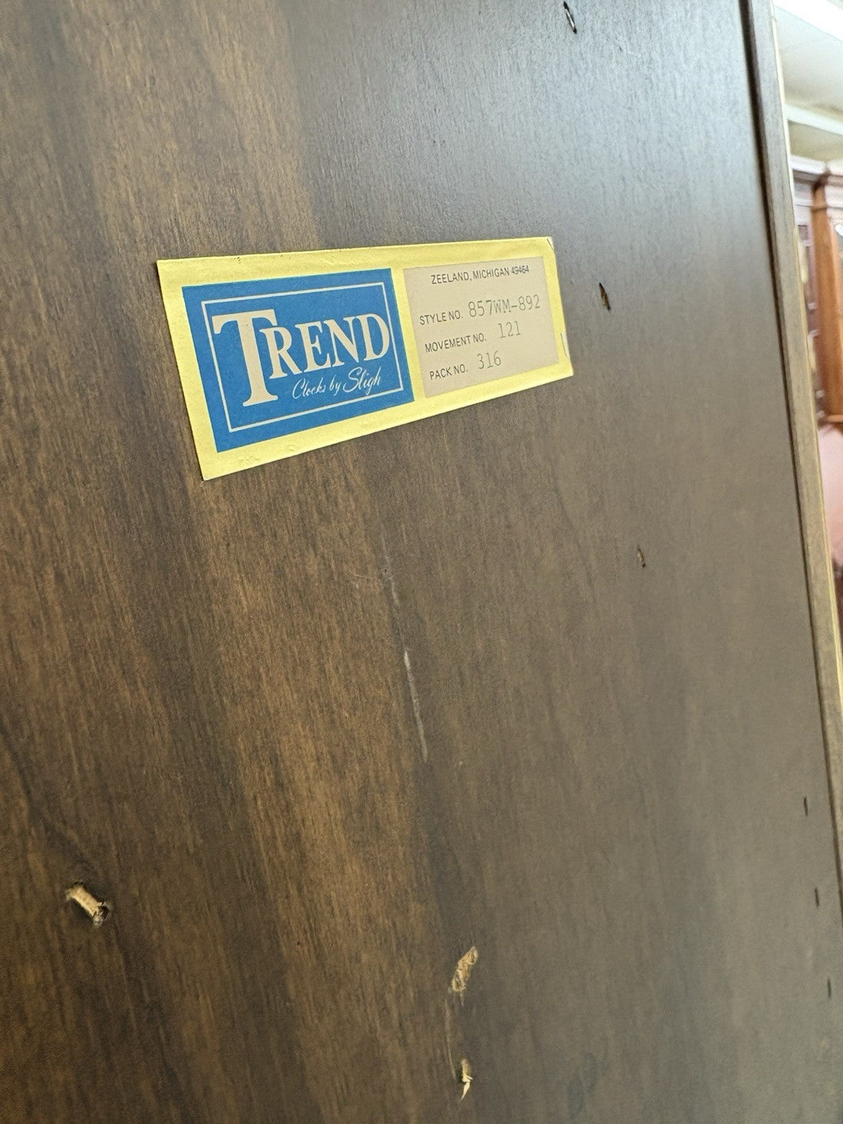 57046 TREND Mahogany Grandfather Clock Good Working Condition.