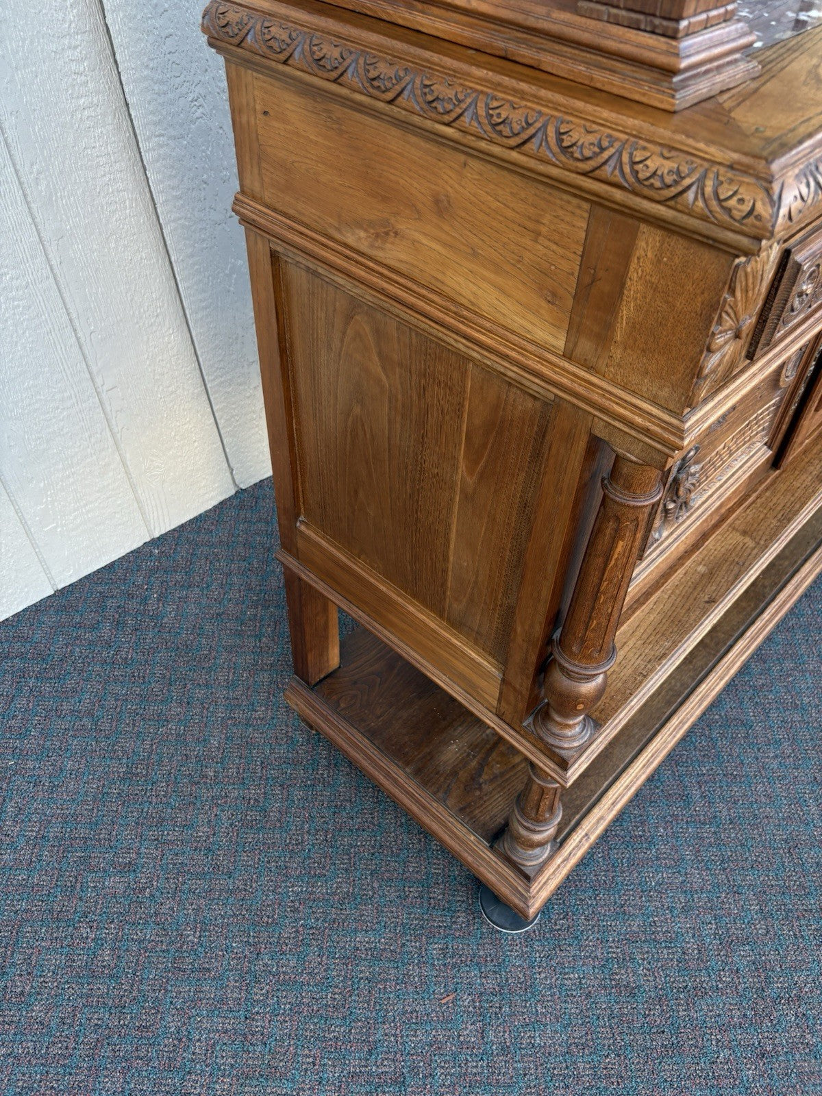 67011 Antique French Marble Top Buffet Sideboard Cabinet