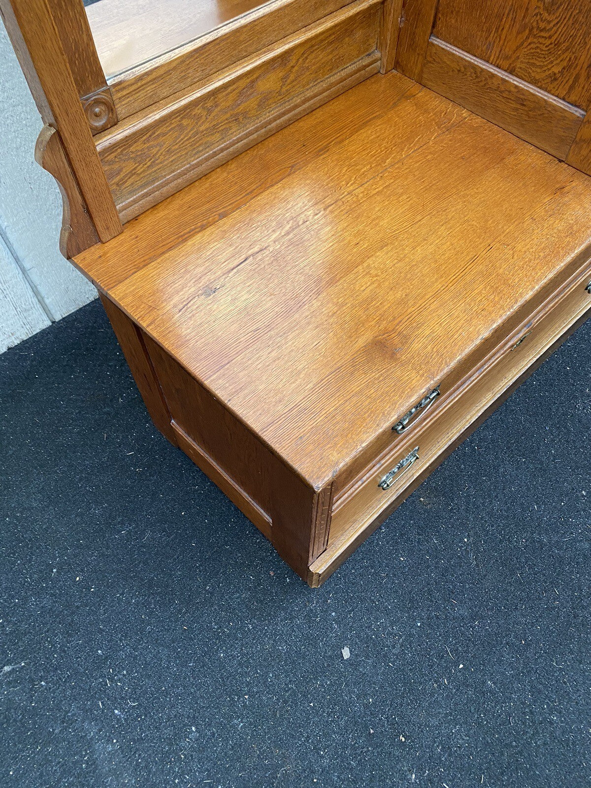 65144 Antique Victorian Oak Dresser Chest with Mirror