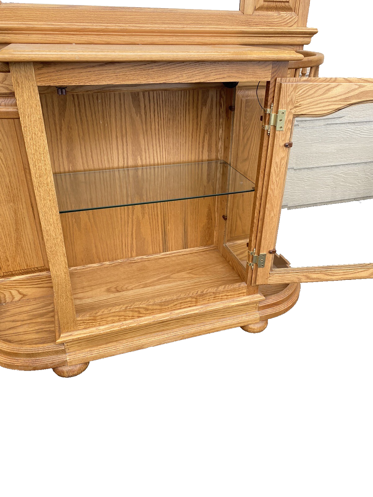 64774  Oak Hall Seat Hat Rack Umbrella Stand Curio