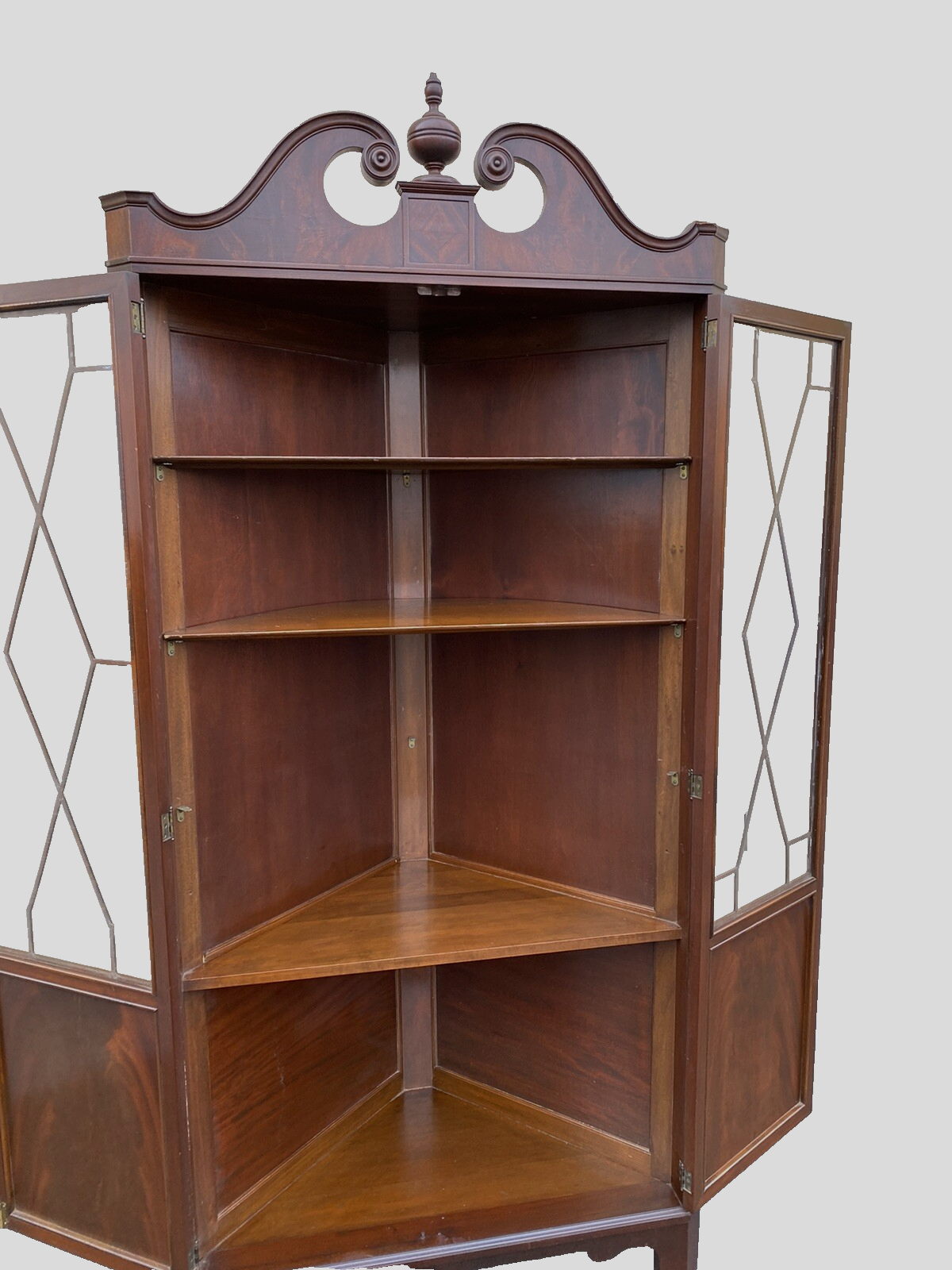 65175  Antique Mahogany Corner China Cabinet Curio