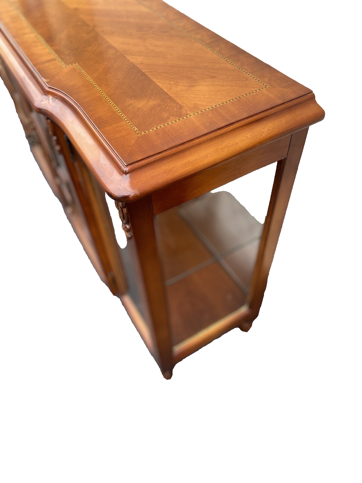 64779 Inlaid Cherry Curio Console Sideboard