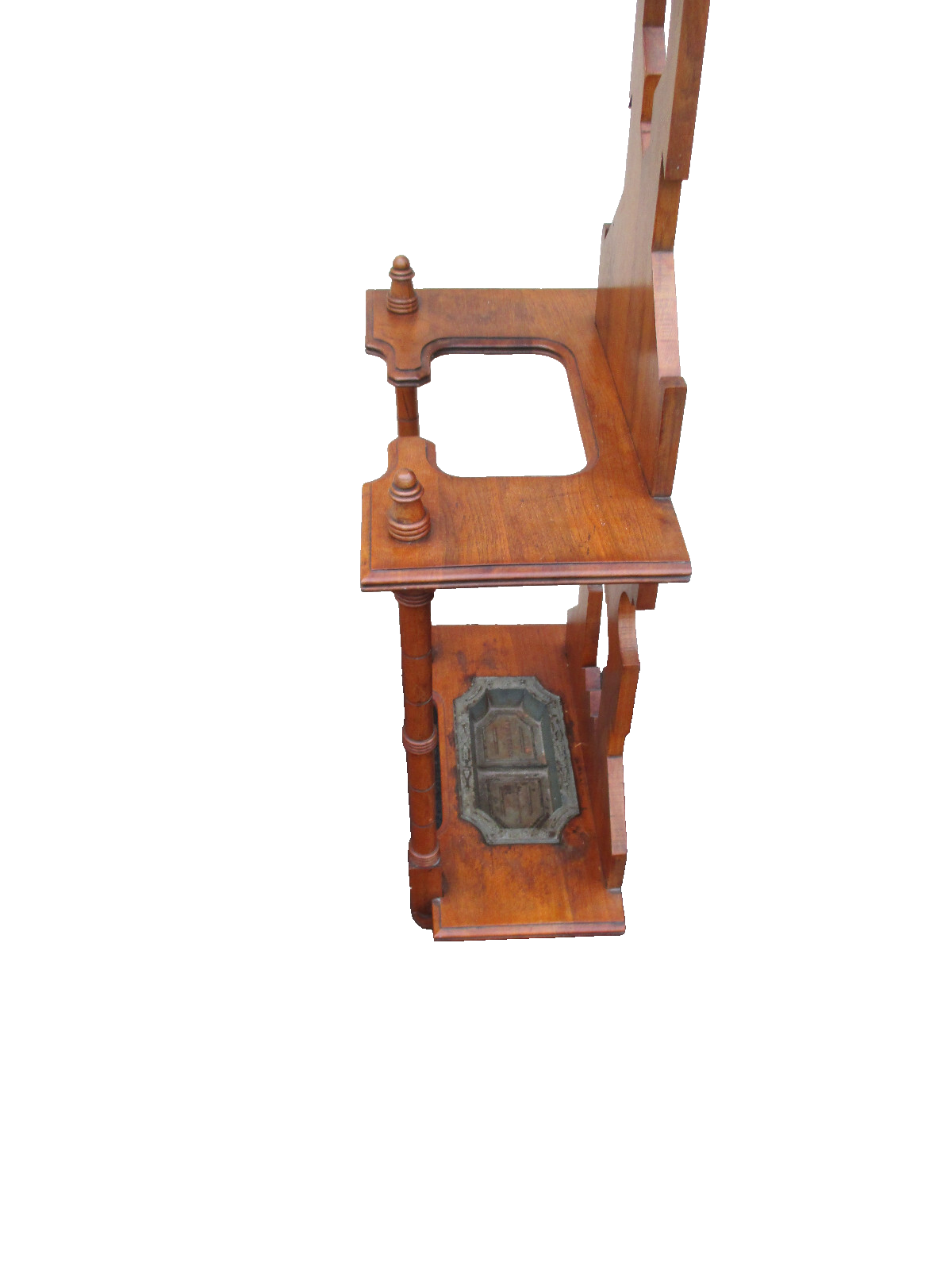 64076   Antique Victorian Walnut Hall Mirror Hat Rack Hall Mirror Umbrella Stand
