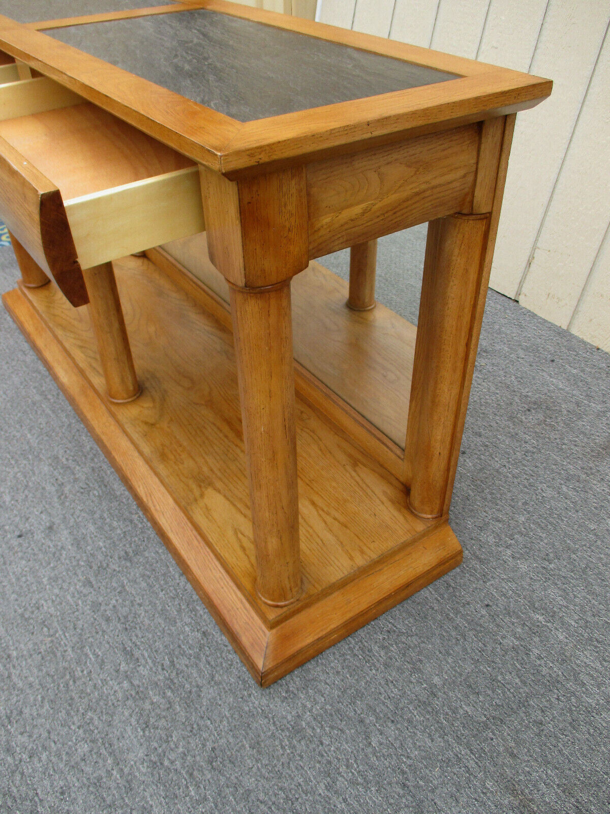 59337 Oak Console Hall Table with Slate Inserts