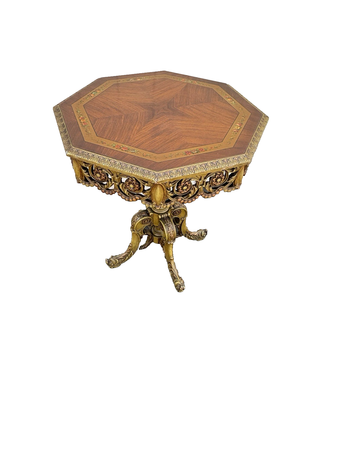 66732 Hand Painted Hexagonal Lamp Table Stand