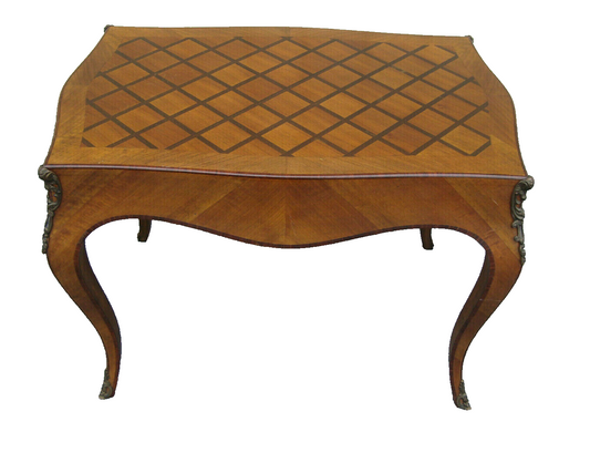 61457 Louis XV Satinwood Inlaid  Lamp Table w/ Bronze Ormalu Custom Hand Made